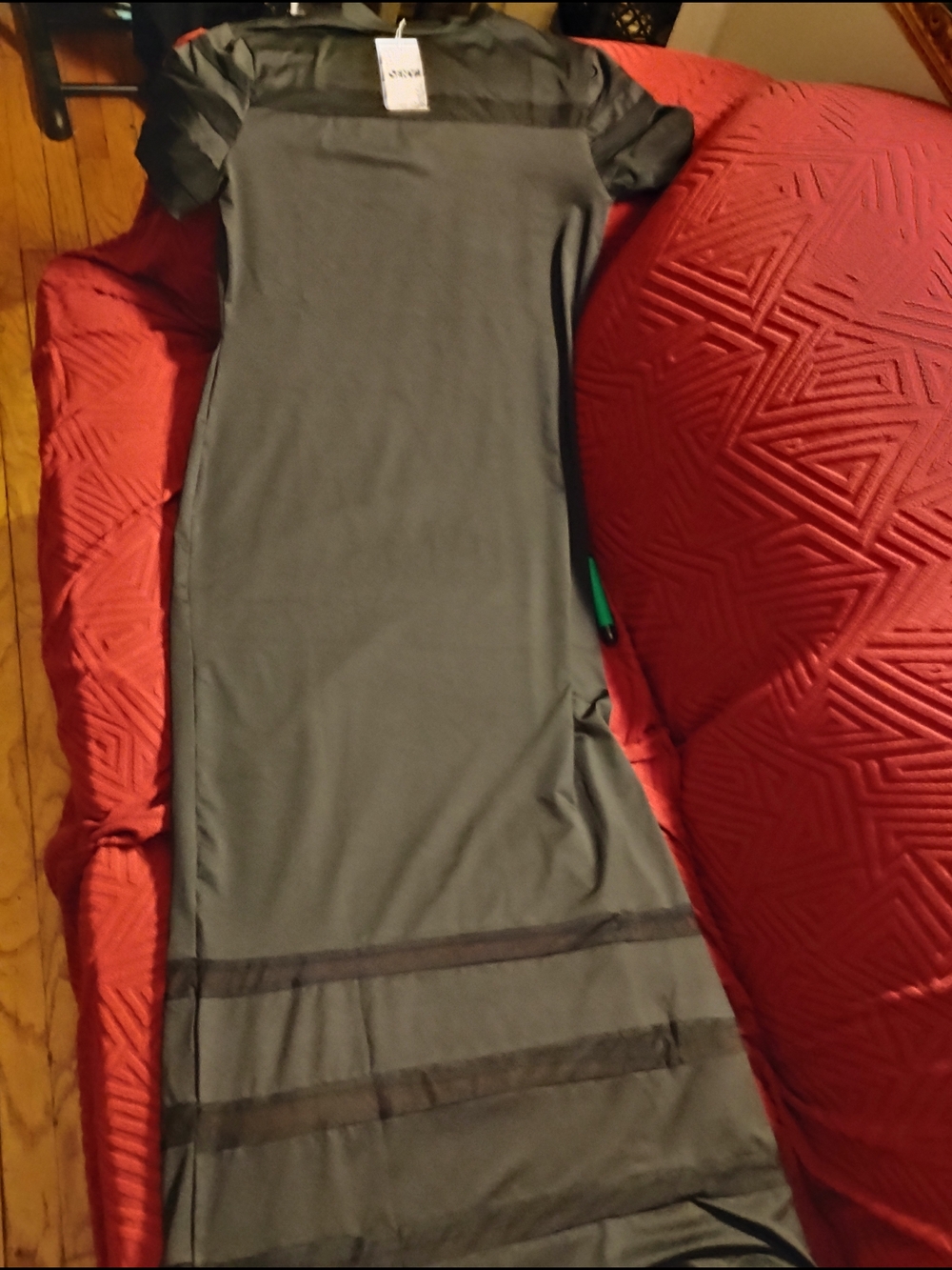 Black Sheer-Panel Bodycon Maxi Dress 22 p2p 57 inch long - Picture 5 of 8